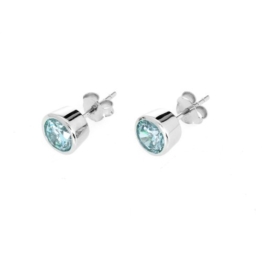 1 Paar Damen Ohrstecker SterlingSilber 925 rhodiniert Ohrringe mit blauem Topaz Stein 7mm