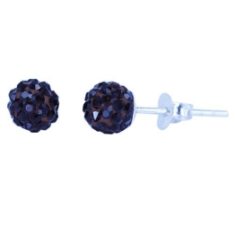 Chic-Net Glitzerkugel Kristall granat 6 mm Ohrstecker Ohrringe 925er Silber Damen Glitzer Schmuck