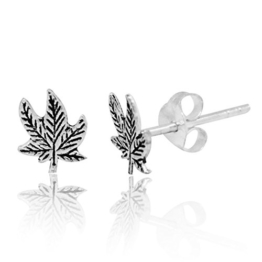 Chic-Net Silberohrstecker Ohrstecker Ohrringe Unisex 925er Sterling Silber Schmuck Hanf Blatt