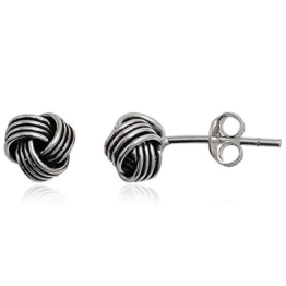 EYS Damen-Ohrringe Knoten Kugeln 6 mm oxidiert 925 Sterling Silber im Etui Damen-Ohrstecker