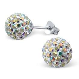 Laimons Damen-Ohrstecker Kugel mit Glitzer regenbogen Sterling Silber 925