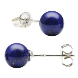 Ohrstecker Stecker mit Lapislazuli blau 6mm 925 Silber rhodiniert Ohrschmuck Damen