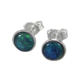 Schmuck-Michel Damen Ohrstecker Silber 925 Opal-Triplette blau-grün 6 mm (2186)