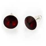 Silberohrringe aus 925 Silber Ohrstecker mit original Swarovski® Elements rund, rot, 10 mm, mit Schmuckbeutel, ideal als Geschenk für Frau oder Freundin