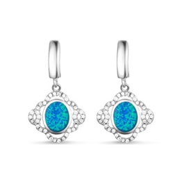 Sweetiee zarte Sterling Silber Hebel Hoop Ohrringe Mikro pflastern AAA Zirkon Drop Anhaenger blau opal 30mm,pin:1mm