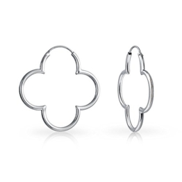 Bling Jewelry 925 Sterling Silber Four Leaf Clover Blume Creolen -