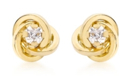 Carissima 9 Karat Gelbgold 7mm Knoten und Zirkonia Ohrstecker -