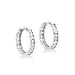 Carissima Gold Damen-Creolen 9ct White 15mm CZ Huggy Earrings 375 Weißgold Zirkonia transparent Rundschliff-5.57.9779 -