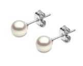 Kimura Pearls, Damen-Ohrstecker 18 Karat Weißgold Akoya Zuchtperle Weiß -