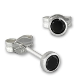 SilberDream Ohrringe Zirkonia schwarz 3mm 925 Sterling Silber Ohrstecker SDO5533S -