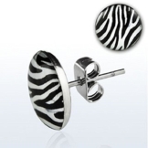 2 Stück Ohrstecker XL OS 75 kla Zebra Schwarz Weiß 9,5 mm Extra Groß Edelstahl Stecker Unisex Ohrringe -