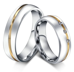 AnaZoz Schmuck Paar Eheringe aus Edelstahl mit Zirkonia Verlobungsringe Partnerringe Gold Silber -