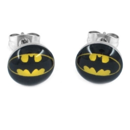 Batman Design Fledermaus Ohrstecker Ohrringe Edelstahl poliert 10mm (2 Stück) für Damen und Herren -