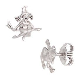 JOBO Kinder Ohrstecker Hexe 925 Sterling Silber rhodiniert teilmattiert Ohrringe -