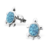 Laimons Kinder-Ohrstecker Kinderschmuck Schildkröte Glitzer hell blau Sterling Silber 925 -