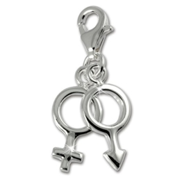 SilberDream 925 Sterling Silber Charm Männlich / Weiblich Symbol Anhänger für Armband Kette Ohrring FC3126 -