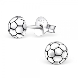 SILV 925 Silber Ohrringe Fussball Stecker - Ohrstecker Herren Damen silber antik Ø5mm #SV-189 -