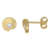 Miore Damen-Ohrstecker 9 Karat -375 Matt Gelbgold Zirkonia -